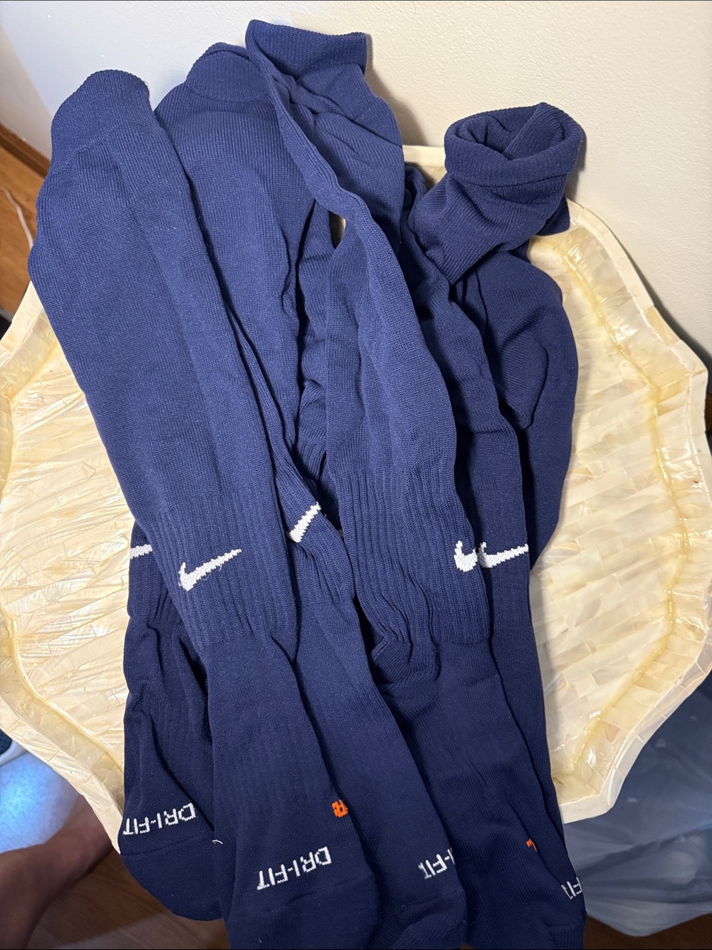 Nike Navy  Athletic Socks with White Swoosh. 4 pair.
